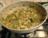 A picture of step 4 of Pulicha keerai koottu (Paruppu keerai in Tamil, Kulfa Ka Saag in Hindi, Purslane in English).