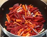 A picture of step 3 of Kolkatas famous beetroot chop.