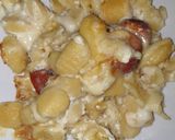 Une image de l'étape 6 de Gratin de gnocchis saucisses Fumées et Salers.