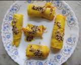A picture of step 4 of Schezwan cheesy khandvi.