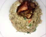 A picture of step 9 of Coconut rice with fried goat meat.