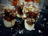 Peanut chocolate dunked bananas