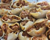 Foto del paso 8 de la receta: Lumaconi rellenos de carne, tomate, champiñones, jamón y nata