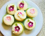 A picture of step 11 of Eggless cupcakesDecorated with buttercream, fondant and marshmallows.