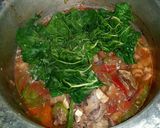 A picture of step 3 of Tumbukiza (beef and spinach).