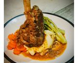 A picture of step 4 of Slow Cooked Lamb Shank with Garlic-Spring Onion Buttery Mashed Potatoes and Red Wine+Onion Jus.