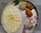 A picture of step 3 of Traditional Panta Bhat Platter.