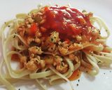 รูปขั้นตอนการทำที่ 6 ของ พาสต้า ซอสมะเขือเทศ ไก่สับ (เส้นลิงกวินี)