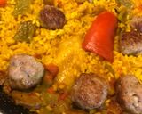 Foto del paso 26 de la receta: Paella valenciana de carne, albóndigas y verdura variada
