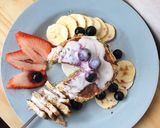 Hình bước làm 5 của món Pancake chuối yến mạch (bữa sáng eat clean)