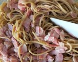 Foto del paso 8 de la receta: Spaghetti integrales al pesto con bacón ahumado