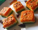 A picture of step 5 of Tricolor burfi.