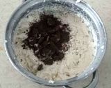 A picture of step 6 of Monster Oreo Cake with Oreo Buttercream Frosting.