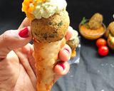 A picture of step 10 of 3 in 1 savoury cone.