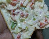 A picture of step 2 of Mayo boat sandwich.