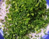 A picture of step 1 of Bharva karele.