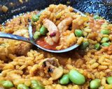 Foto del paso 7 de la receta Arroz meloso con calamar, langostino y edamame