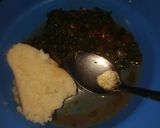 A picture of step 4 of Ugali and kienyeji vegetables.
