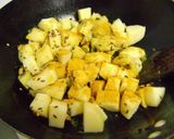 A picture of step 2 of Jeera Aloo (Potatoes Tempered with Cumin seeds).