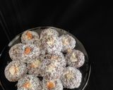 A picture of step 6 of Khajoor coconut peda.