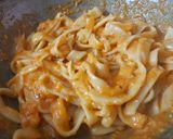 A picture of step 5 of Homemade Fettuccine pasta with arebita source.