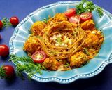 A picture of step 10 of Baked Meatball Spaghetti.