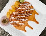 A picture of step 4 of Aloo Jalebi Chaat.