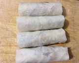 A picture of step 4 of Vegetarian Taro and Lotus Seed Spring Rolls.