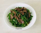 Foto langkah ke 7 dari resep Tumis daun labu siam & daging #taiwan food.