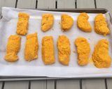 A picture of step 3 of Paleo baked fish fingers - kid friendly.