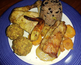 Foto del paso 6 de la receta: Pollo asado al carbón con filete de cerdo, papa y zanahoria