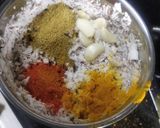 A picture of step 2 of Kerala style palak thoran.