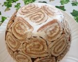 A picture of step 5 of Zuccotto Ice Cream Cake with Swiss Roll Slices.