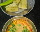 A picture of step 2 of Bharwa karela.
