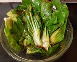 A picture of step 5 of Pak choi with Garlic and Oyster sauce 😀.