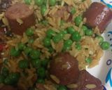 A picture of step 2 of Smoked Beef Sausage and Yellow Rice.