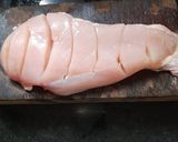A picture of step 1 of Chicken Hasselback.