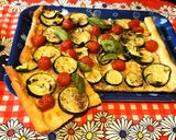 A picture of step 4 of Focaccia with Cherry Tomatoes and Zucchini.