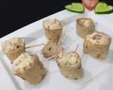 A picture of step 2 of One Bite Tortilla Pinwheels.