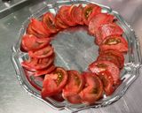 A picture of step 6 of Beef Carpaccio with Heirloom Tomatoes and Parmesan.
