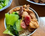 A picture of step 9 of One Pot Rice Cooker Chinese Recipe- Chicken, Shiitake Mushrooms, Chinese Sausage.