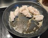 A picture of step 4 of Sweetbreads with Madeira sauce, spring onions.