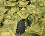 A picture of step 2 of Ricotta and Herb Ravioli with Basil Pesto and Cream Cheese.