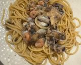 Foto del paso 6 de la receta: Espaguetis cremosa amb gambes, tellerines, xampinyons i formatges
