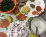A picture of step 1 of Methi Chicken💚🍀.