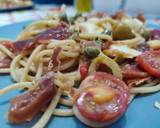 Foto del paso 5 de la receta: Ensalada de pasta con crunchys de jamón y mozzarella