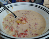 Foto del paso 5 de la receta: Salsa ó Dip de maíz🌽 tierno, pimiento🫑 y salchichón de cerdo🥓🫕🍟