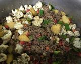 A picture of step 9 of Chinese style Qeema veggies.