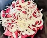 A picture of step 1 of Beef Stewed with Onions in a Multicooker.