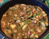 Une image de l'étape 13 de Lentilles brunes au lard, courgettes, pancetta et épices.